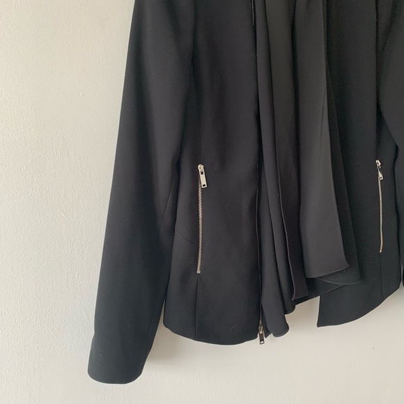 Zara Woman Black Zipper Shawl Collar Blazer Small - Picture 5 of 11